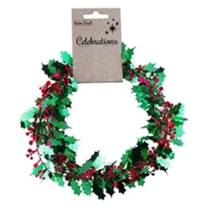 Christmas Garlands Holly With Berries 3m