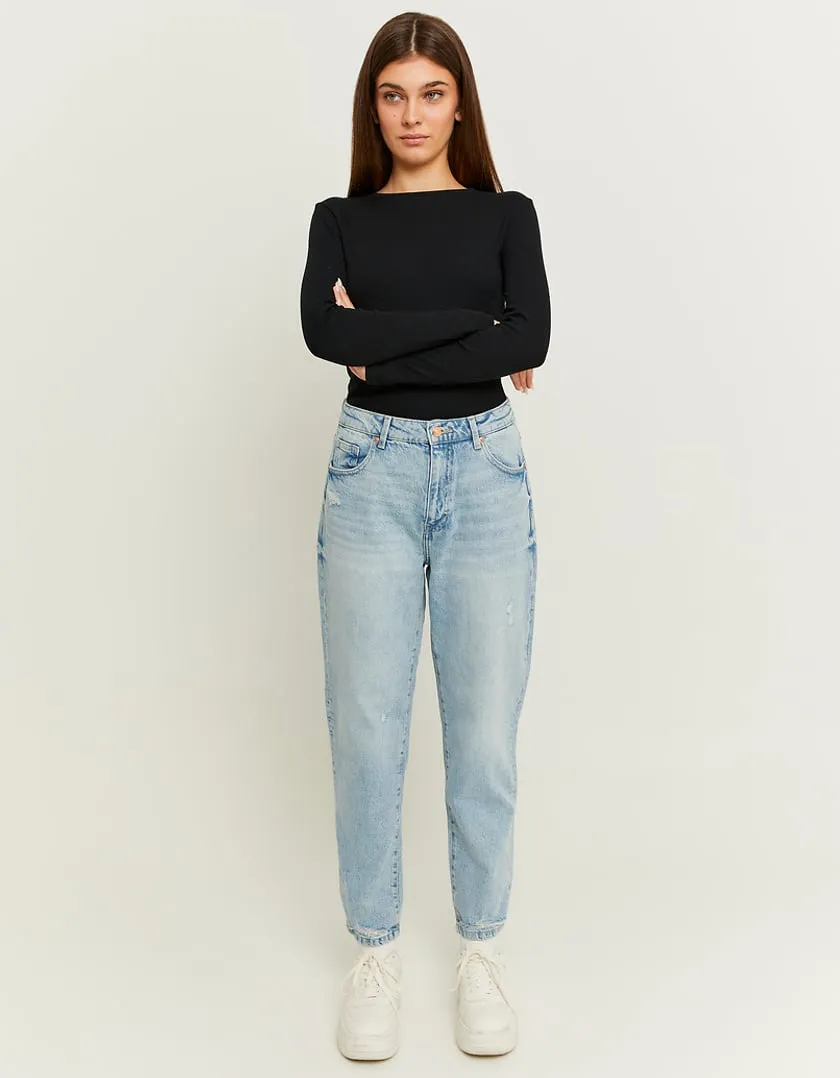 Comfortable Blue Stretch Mom Jeans