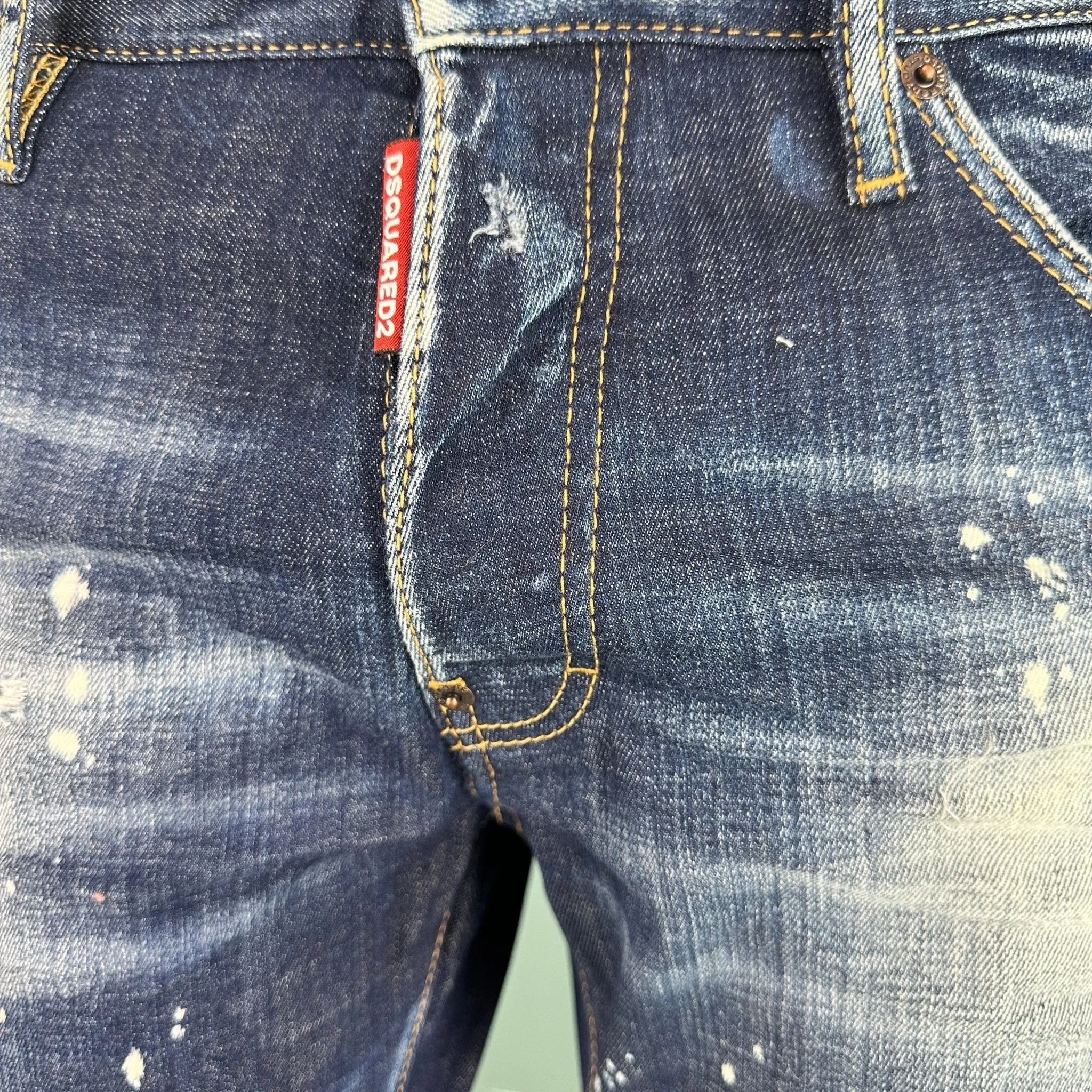 'Cool Guy Jean' Distessed White Paint Jeans Blue