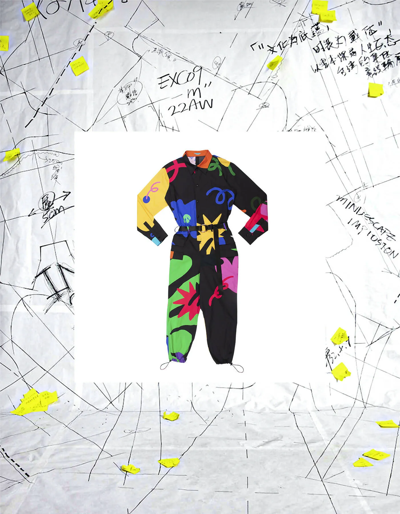 Crossover Black Printed Overalls