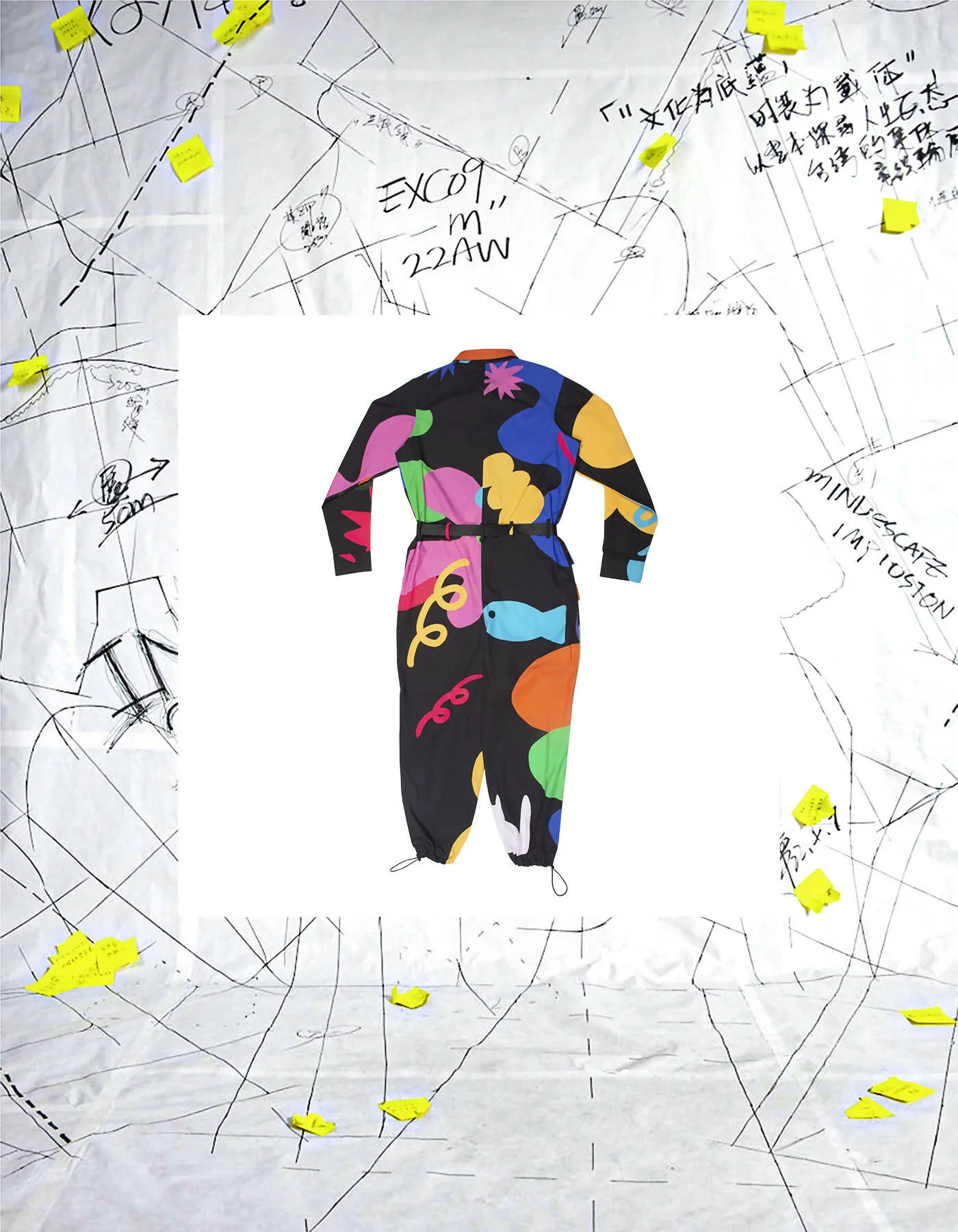 Crossover Black Printed Overalls