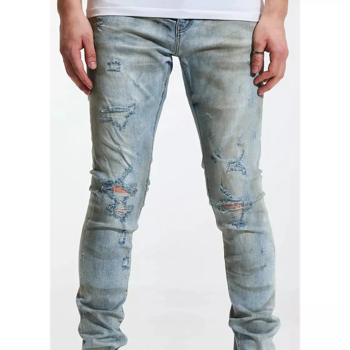 Crysp Denim Atlantic Light Blue Jeans w/Tears (CRYSP122-15)