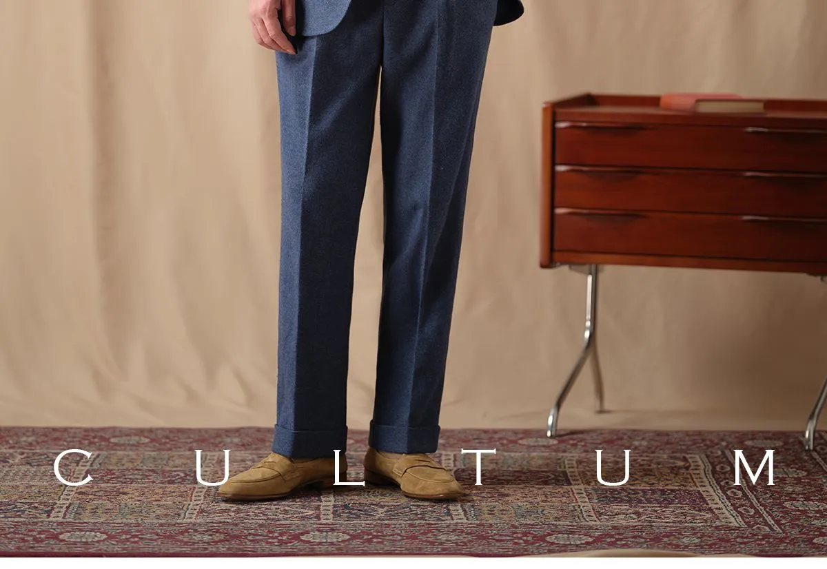 CULTUM Navy Wool Twill Trousers