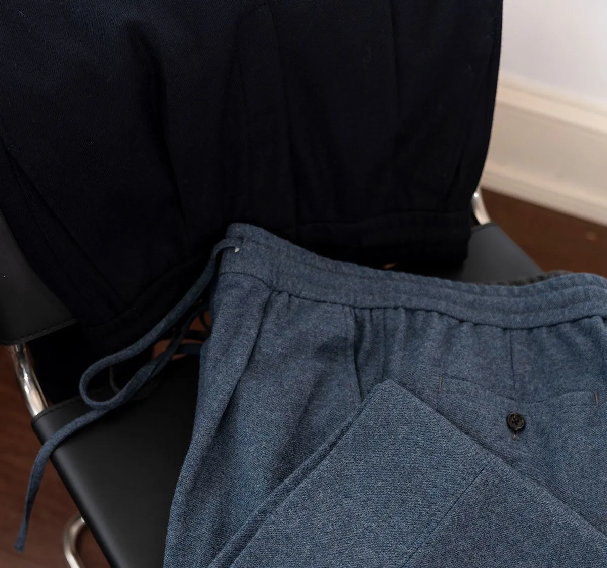 CULTUM Navy Wool Twill Trousers