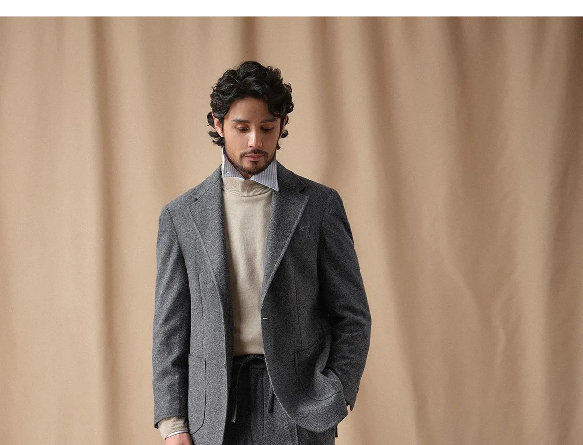 CULTUM Navy Wool Twill Trousers