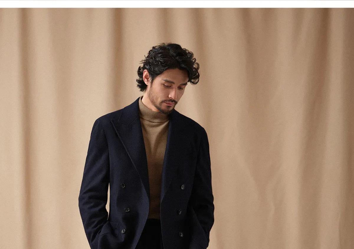 CULTUM Navy Wool Twill Trousers