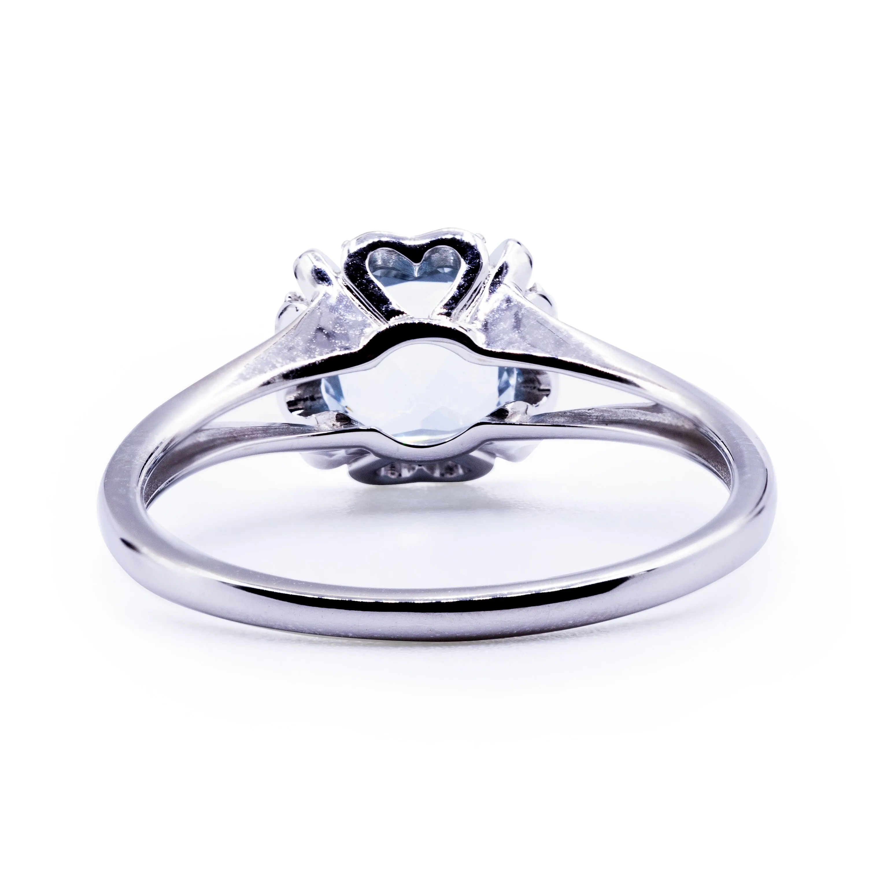 Cushion Aquamarine Setting with Diamond Accented Halo and Plain Split Shank Ring