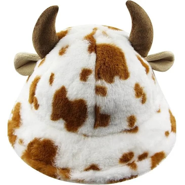 Cute Cow Print Fuzzy Bucket Hat