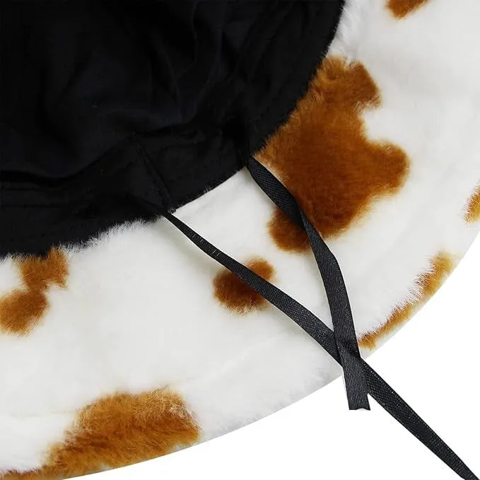 Cute Cow Print Fuzzy Bucket Hat