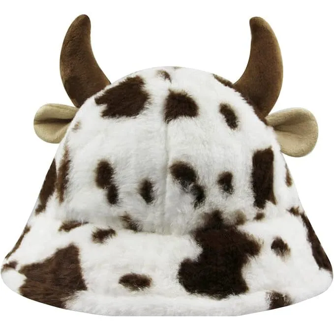 Cute Cow Print Fuzzy Bucket Hat