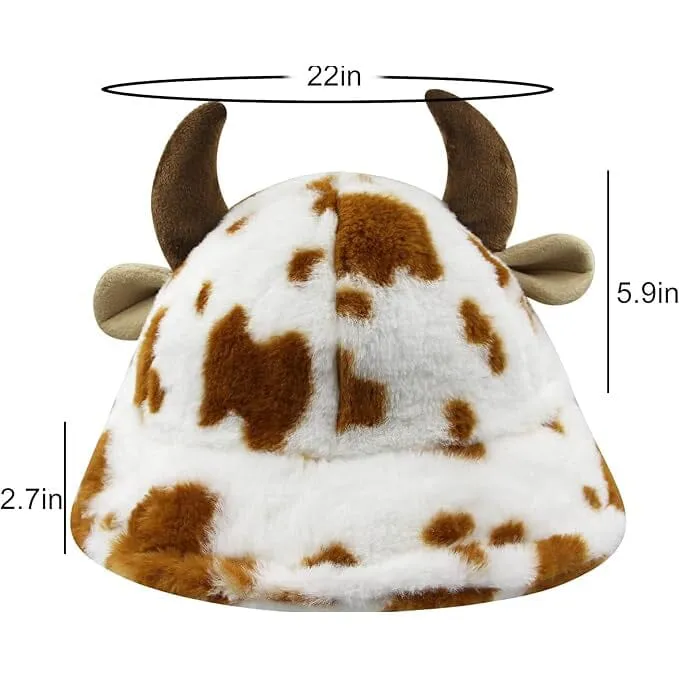 Cute Cow Print Fuzzy Bucket Hat