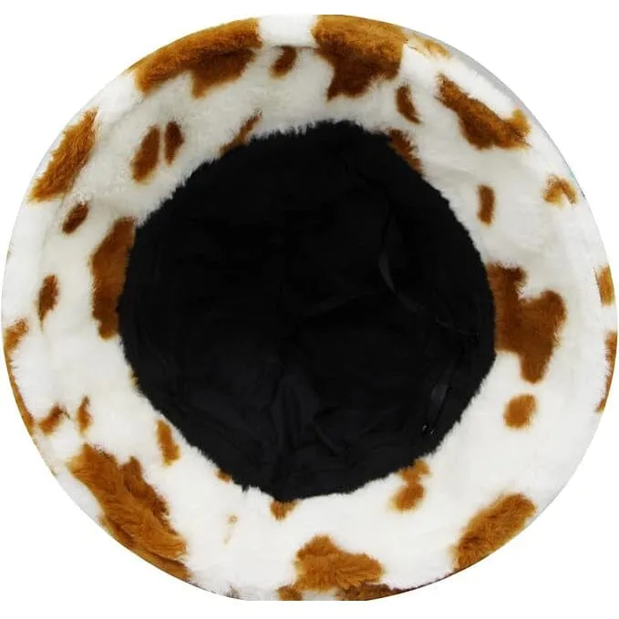 Cute Cow Print Fuzzy Bucket Hat