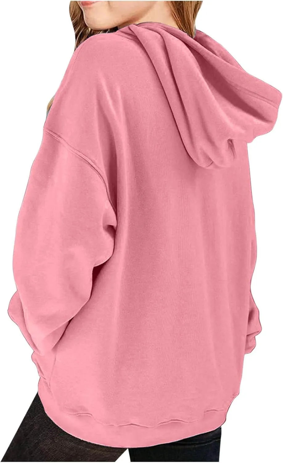 Cute Hoodies for Teen Girls Oversized Long Sleeve Fleece Hooded Sweatshirt Trendy Casual Solid Pocket Pullover Tops