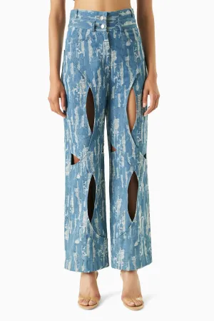 Cutout Denim Trousers
