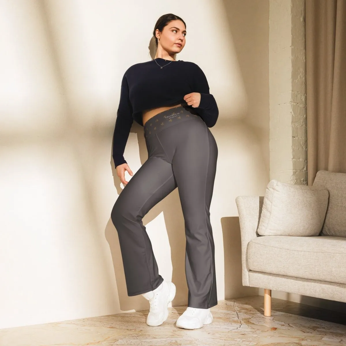 Dark Gray Sustainable High-Waisted Flared Leggings  – 2XS-6XL