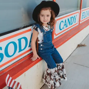 Denim and Cowprint Overalls Kid (6T-7T)