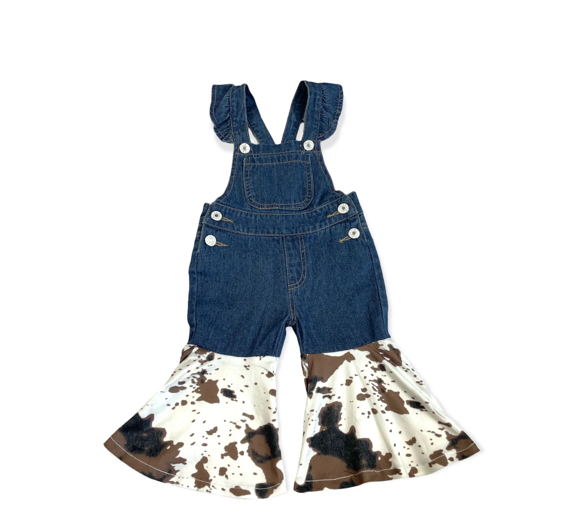 Denim and Cowprint Overalls Kid (6T-7T)