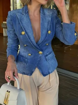 Denim Military Blazer