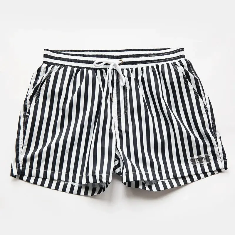 DESMIIT Striped Beach Pants Quick-Drying Loose Shorts