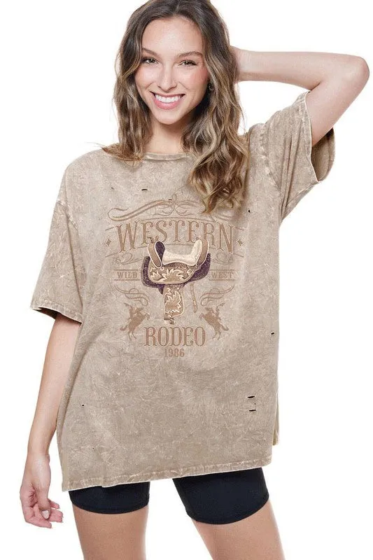 Distressed Boyfriend Western Rodeo Tee