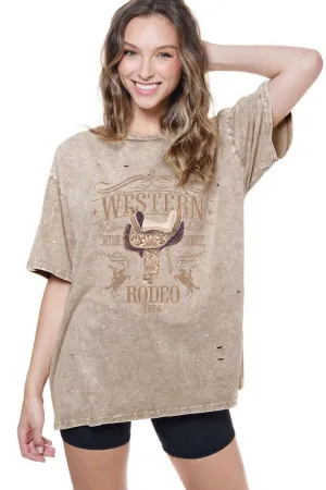 Distressed Boyfriend Western Rodeo Tee