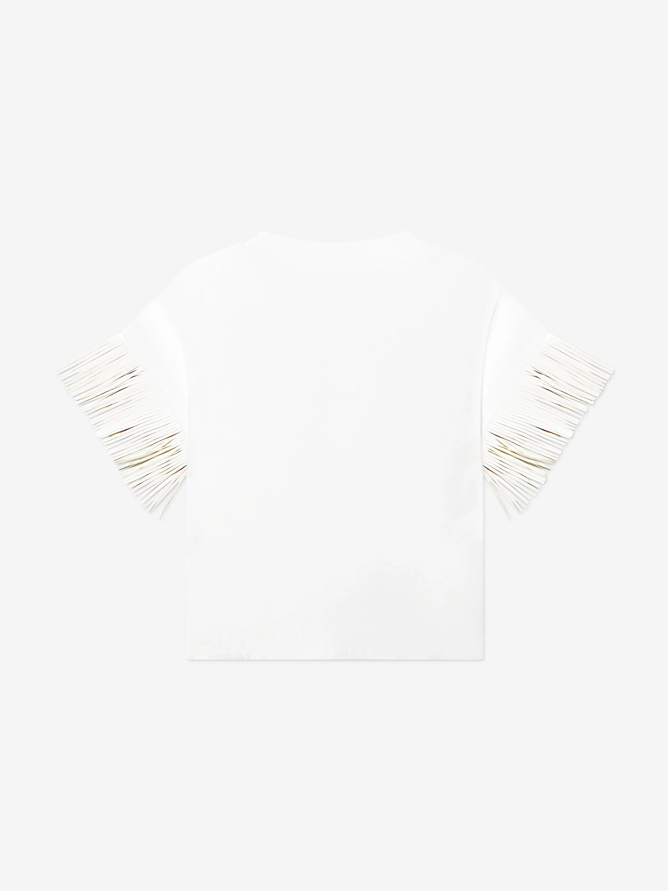 DKNY Girls Fringed Sleeve T-Shirt in White
