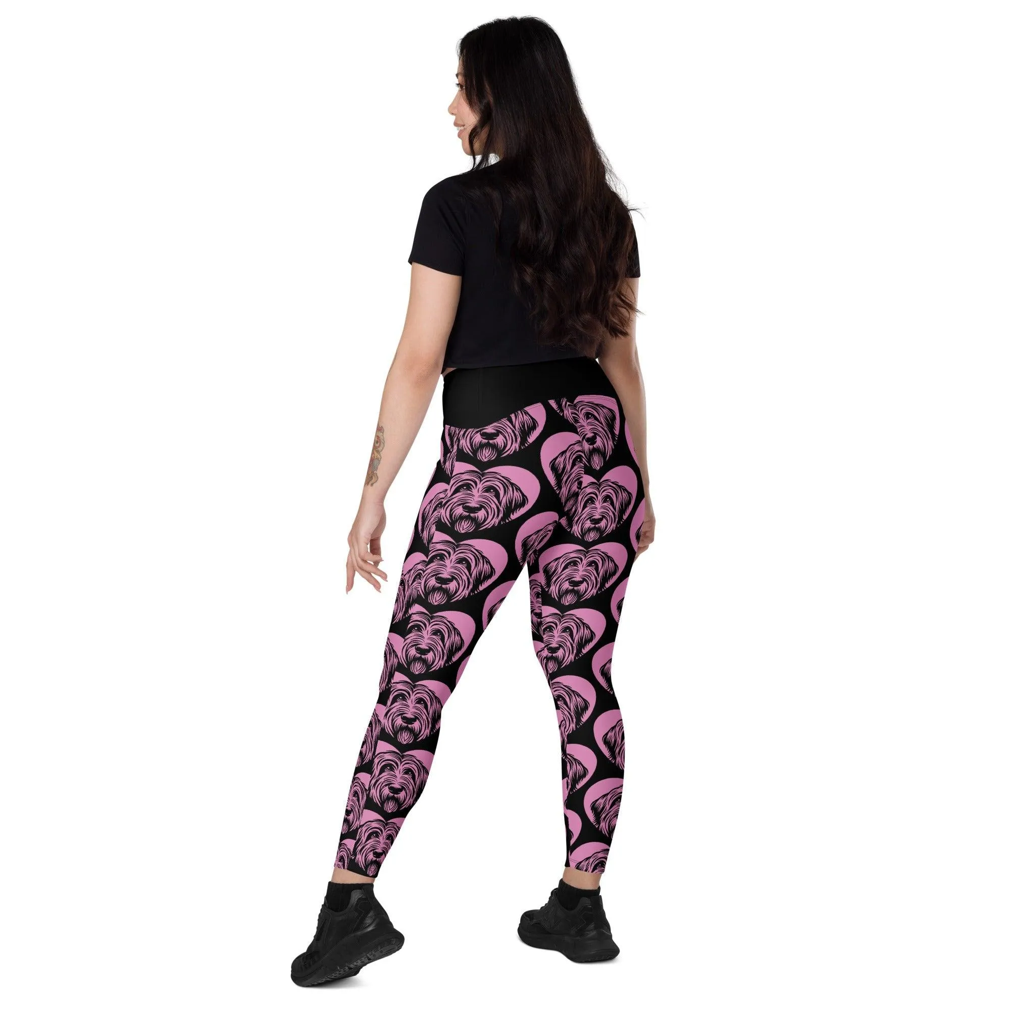 DOG BREED LEGGINGS with pockets - OTTERHOUND - HERTTAHOUND - pink