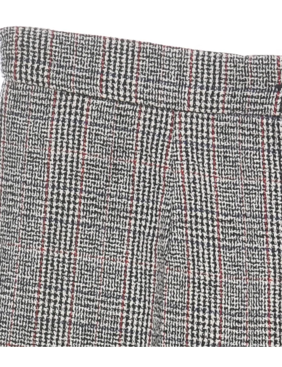 Dogtooth Design Dark Grey & White Checked Trousers - W28 L30