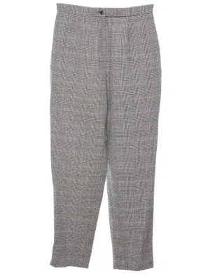 Dogtooth Design Dark Grey & White Checked Trousers - W28 L30