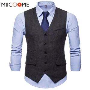 Dress Vests Men 2018 Hombre Suit Vest Male Waistcoat. Sleeveless Formal Vest XXL