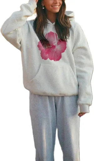 DSORVICD Women Cute Graphic Oversized Hoodies Y2k Flower Print Loose Hooded Sweatshirt Vintage Floral Pullover Top Streetwear