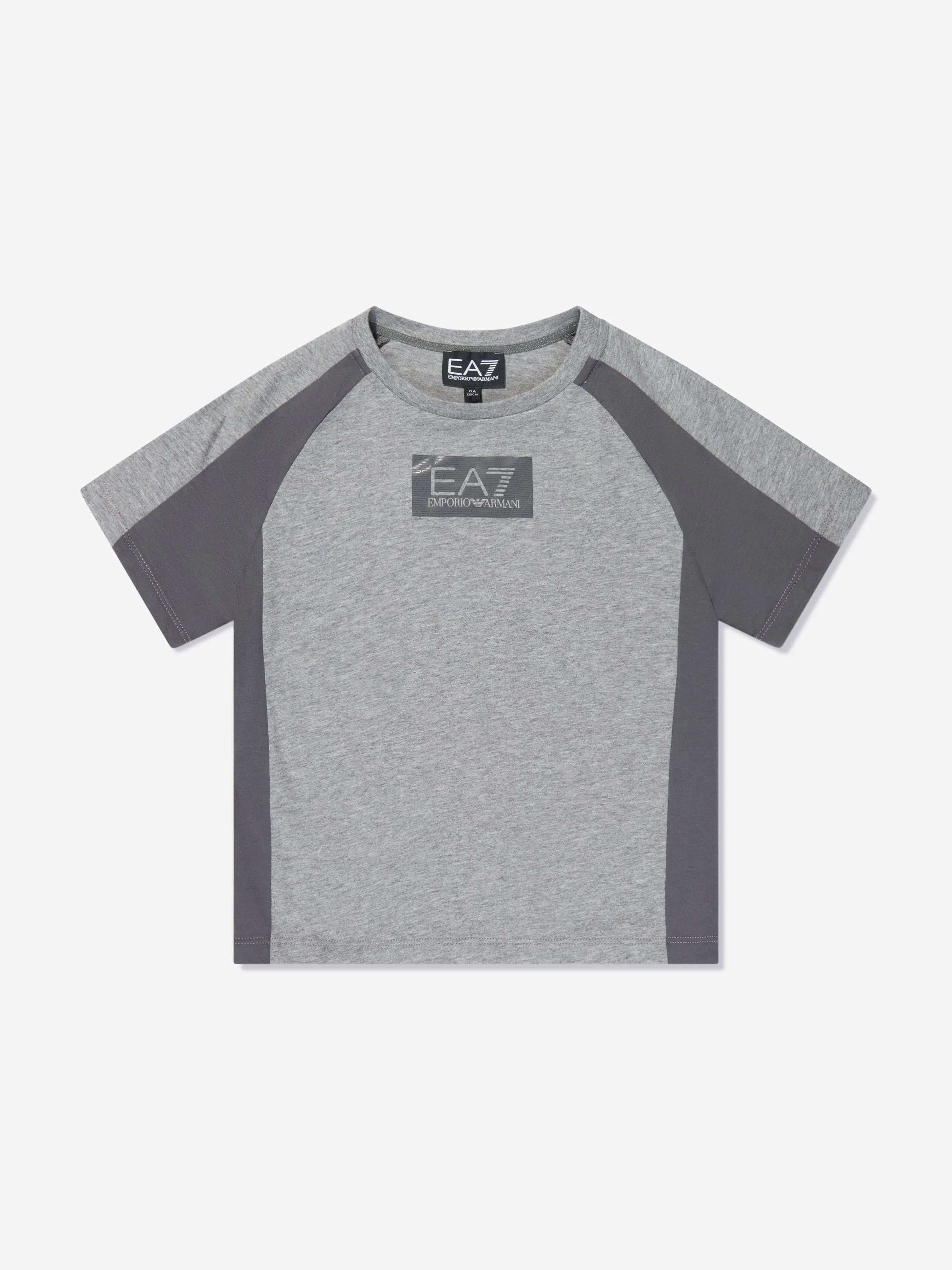 EA7 Emporio Armani Boys Train Tonal Block T-Shirt in Grey
