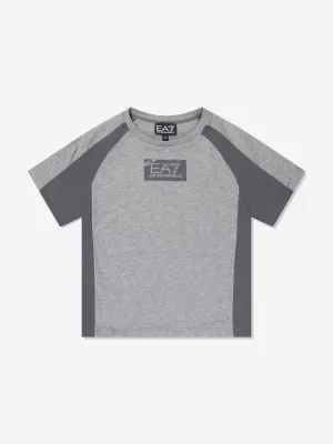 EA7 Emporio Armani Boys Train Tonal Block T-Shirt in Grey