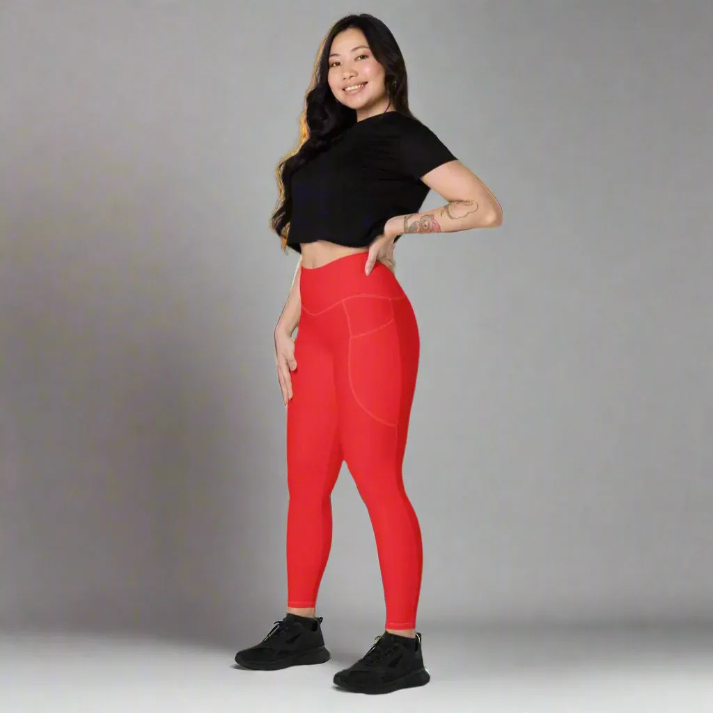 Eco-friendly Pocket Leggings for Women | 2XS-6XL | Sustainable Activewear | Cherry Red
