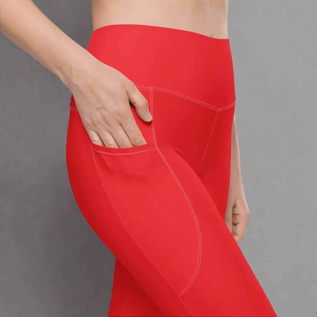 Eco-friendly Pocket Leggings for Women | 2XS-6XL | Sustainable Activewear | Cherry Red