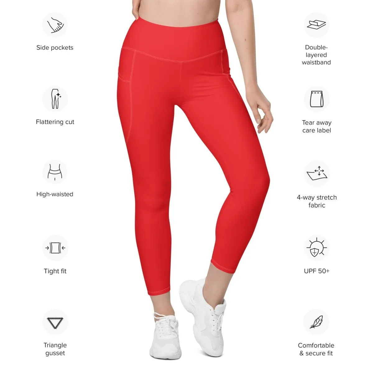 Eco-friendly Pocket Leggings for Women | 2XS-6XL | Sustainable Activewear | Cherry Red
