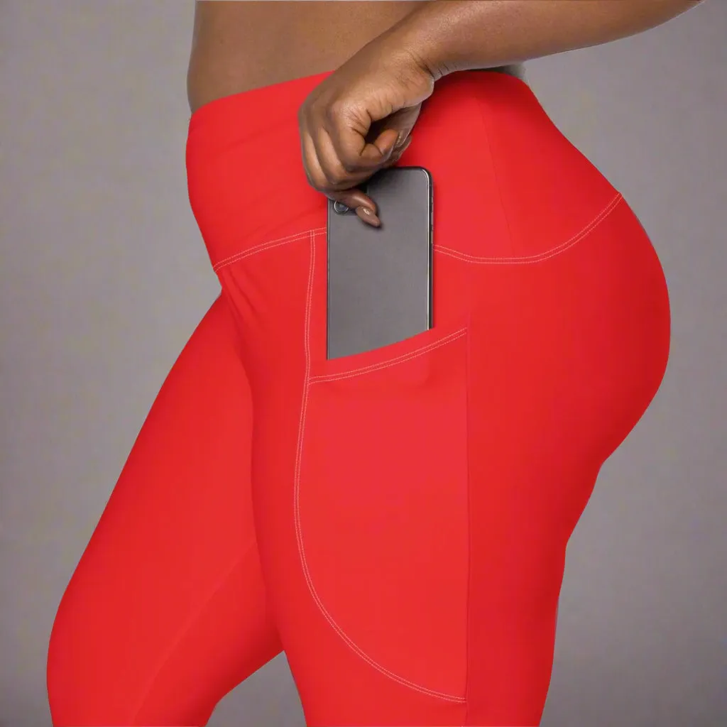 Eco-friendly Pocket Leggings for Women | 2XS-6XL | Sustainable Activewear | Cherry Red