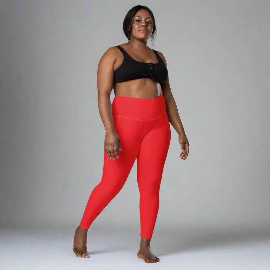 Eco-friendly Pocket Leggings for Women | 2XS-6XL | Sustainable Activewear | Cherry Red