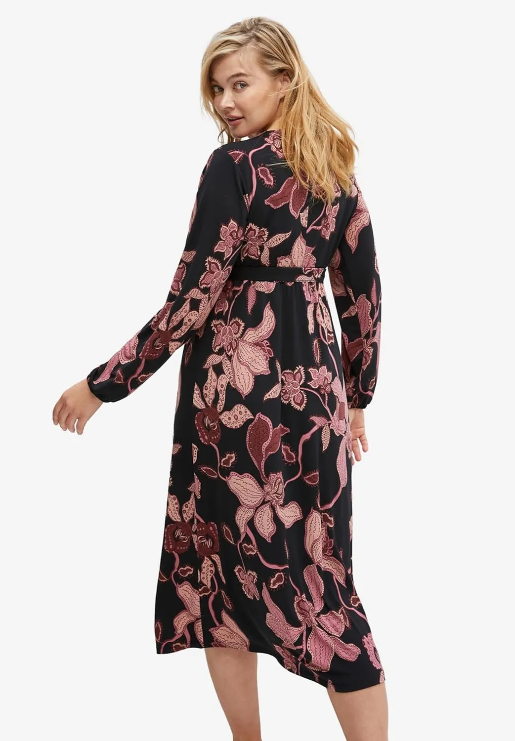 ellos Women's Plus Size Knit Surplice Midi Dress with Self-Tie