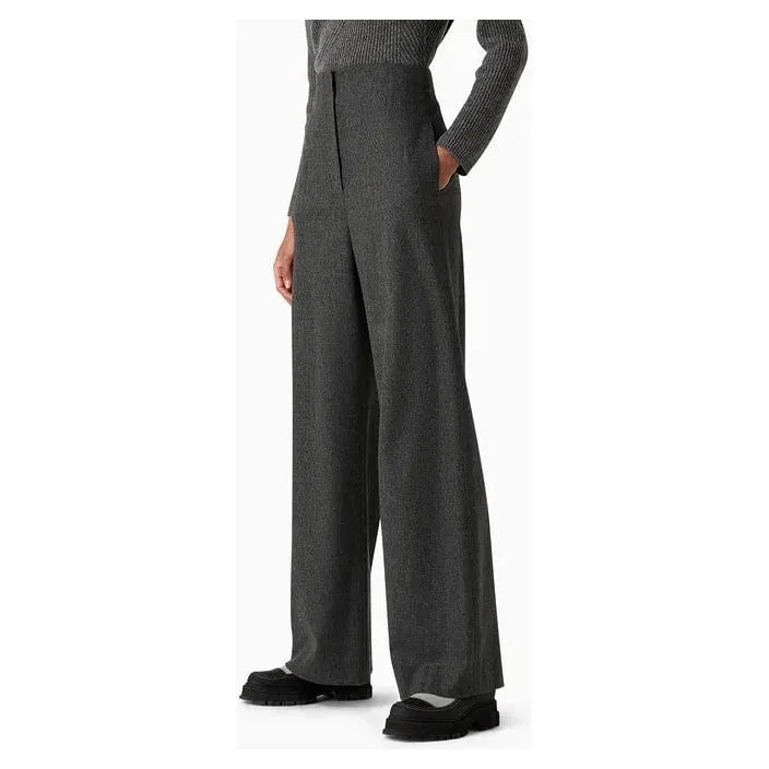 EMPORIO ARMANI HIGH-WAISTED TROUSERS IN VIRGIN-WOOL FLANNEL MÉLANGE
