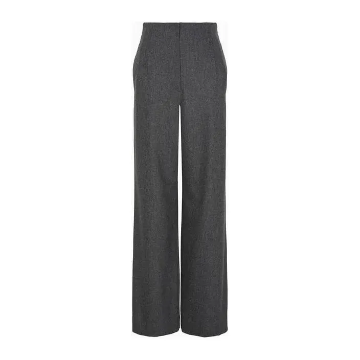 EMPORIO ARMANI HIGH-WAISTED TROUSERS IN VIRGIN-WOOL FLANNEL MÉLANGE