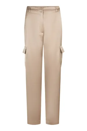 EsQualo 10024 Satin Cargo Trousers in Gold