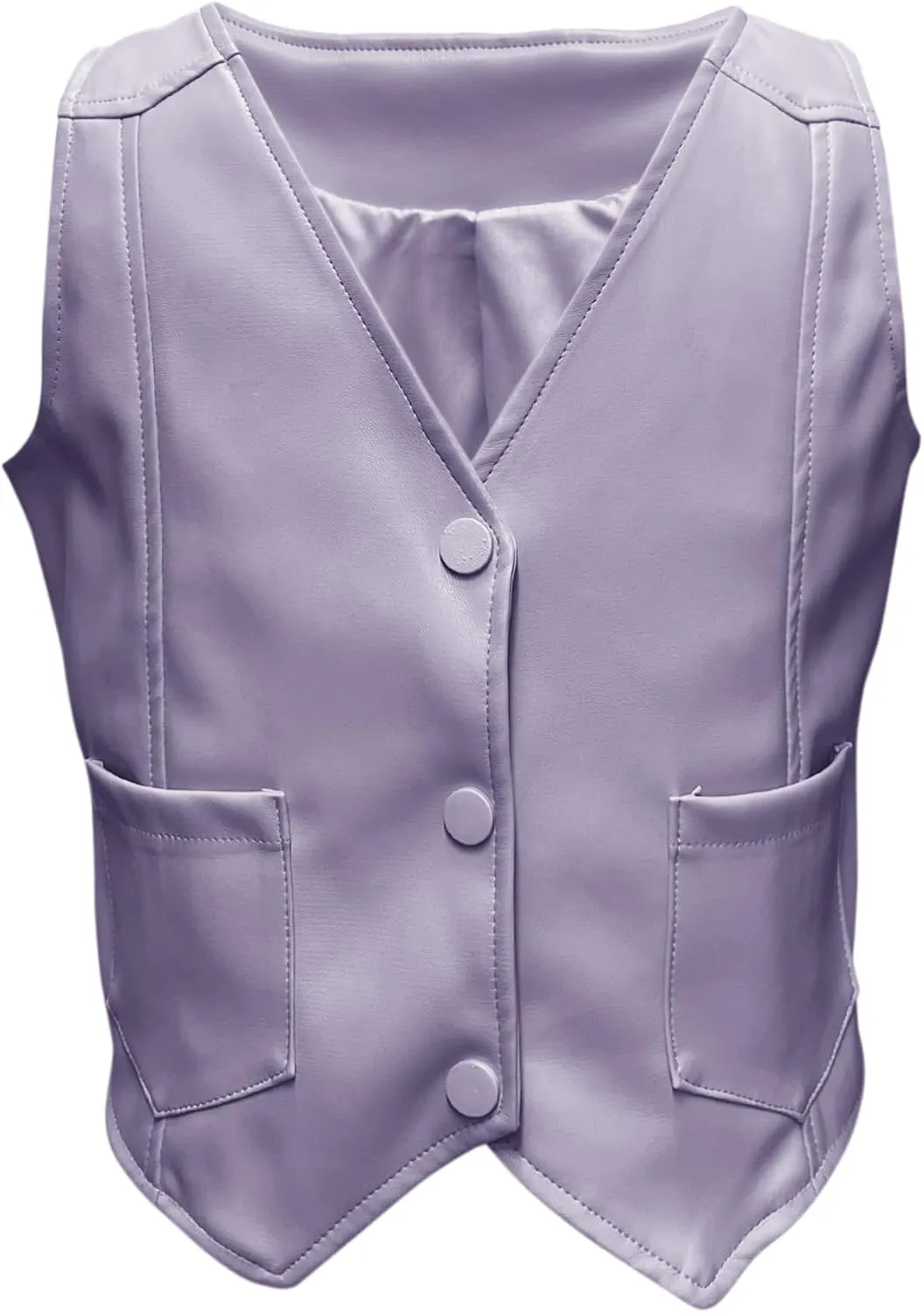 Fallorchid Girls Faux Leather Vest Fashion Button Sleeveless Tank Tops Cute V Neck Jacket Waistcoat