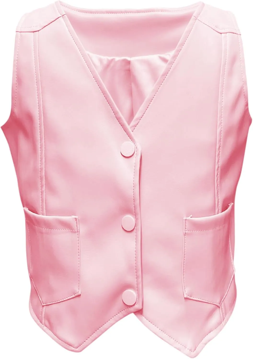 Fallorchid Girls Faux Leather Vest Fashion Button Sleeveless Tank Tops Cute V Neck Jacket Waistcoat