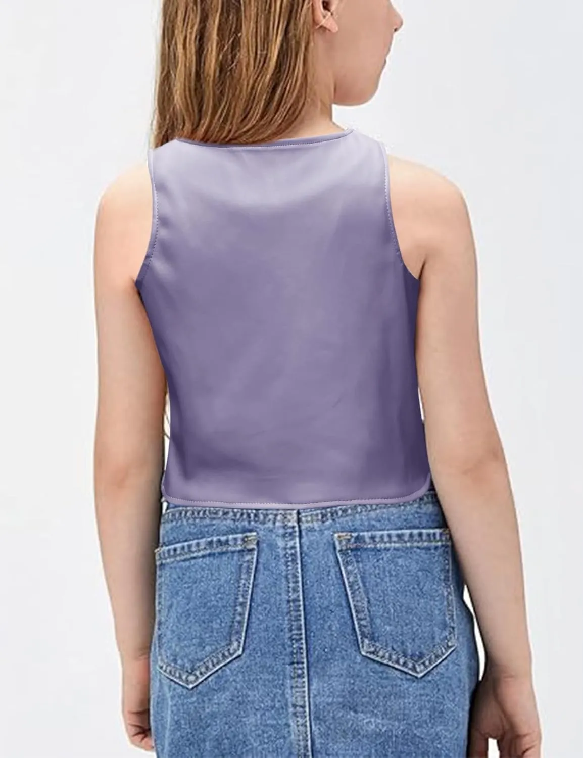 Fallorchid Girls Faux Leather Vest Fashion Button Sleeveless Tank Tops Cute V Neck Jacket Waistcoat