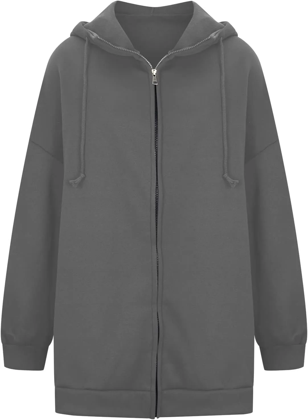 fartey Zip Up Hoodie Women Oversized Loose Baggy Long Sweatshirts Casual Drawstring Long Sleeve Y2K Jackets With Pockets