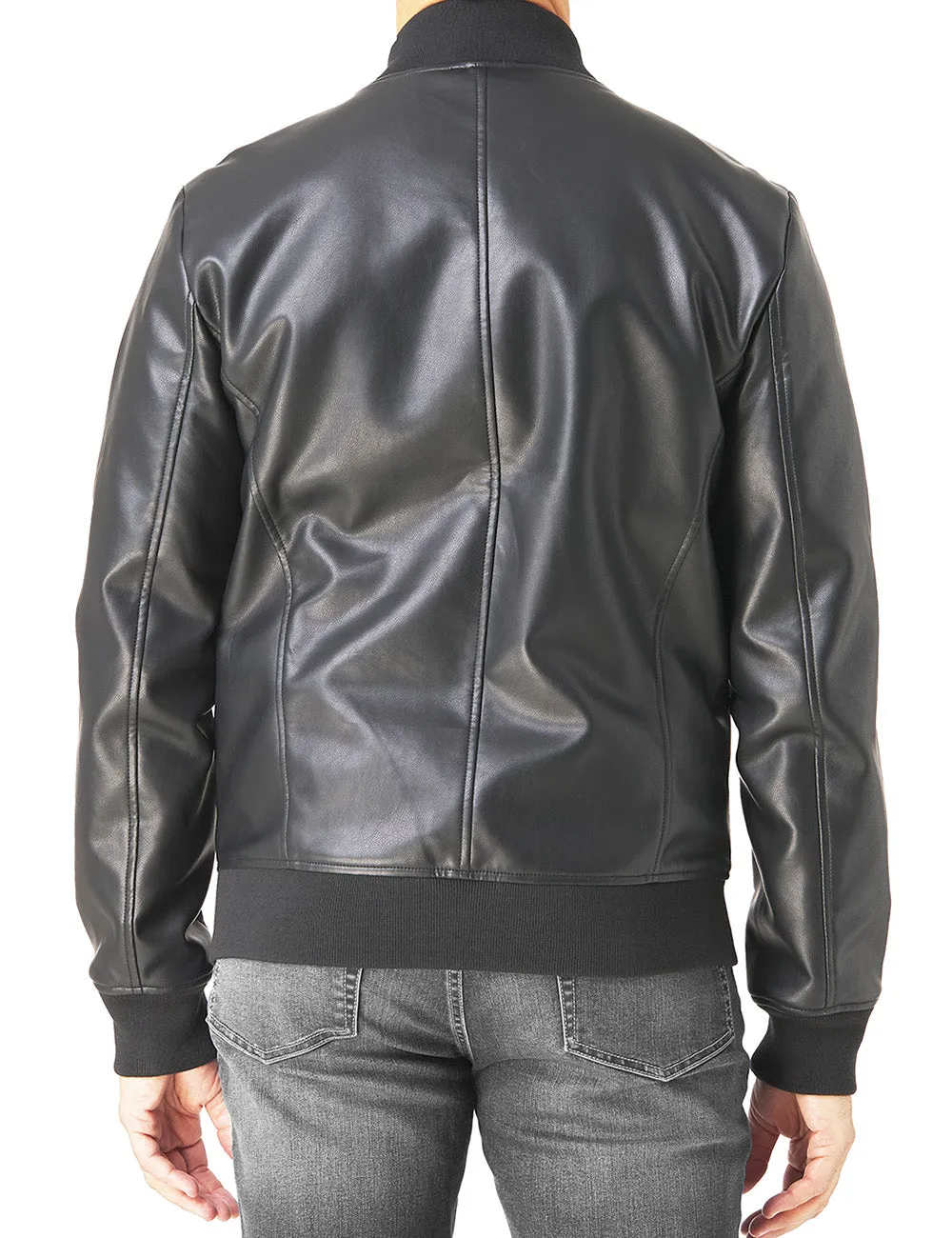 Faux Leather Bomber Jacket