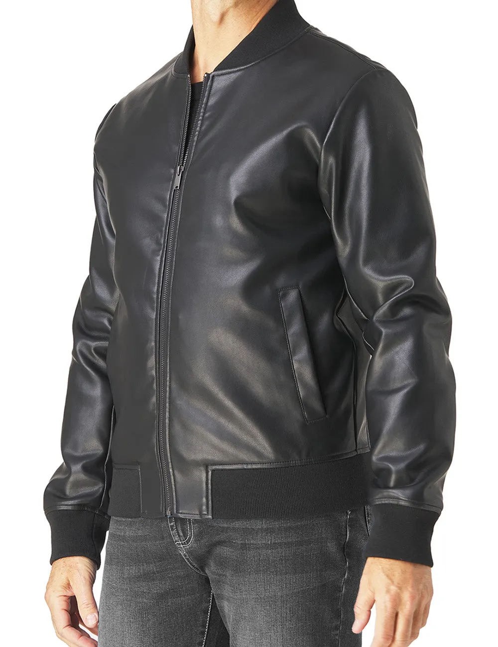 Faux Leather Bomber Jacket