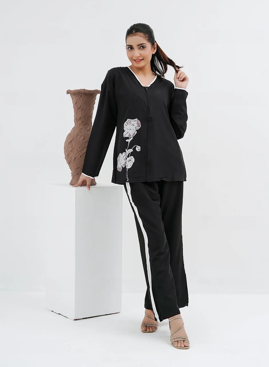 Floral Printed Co-ord Black