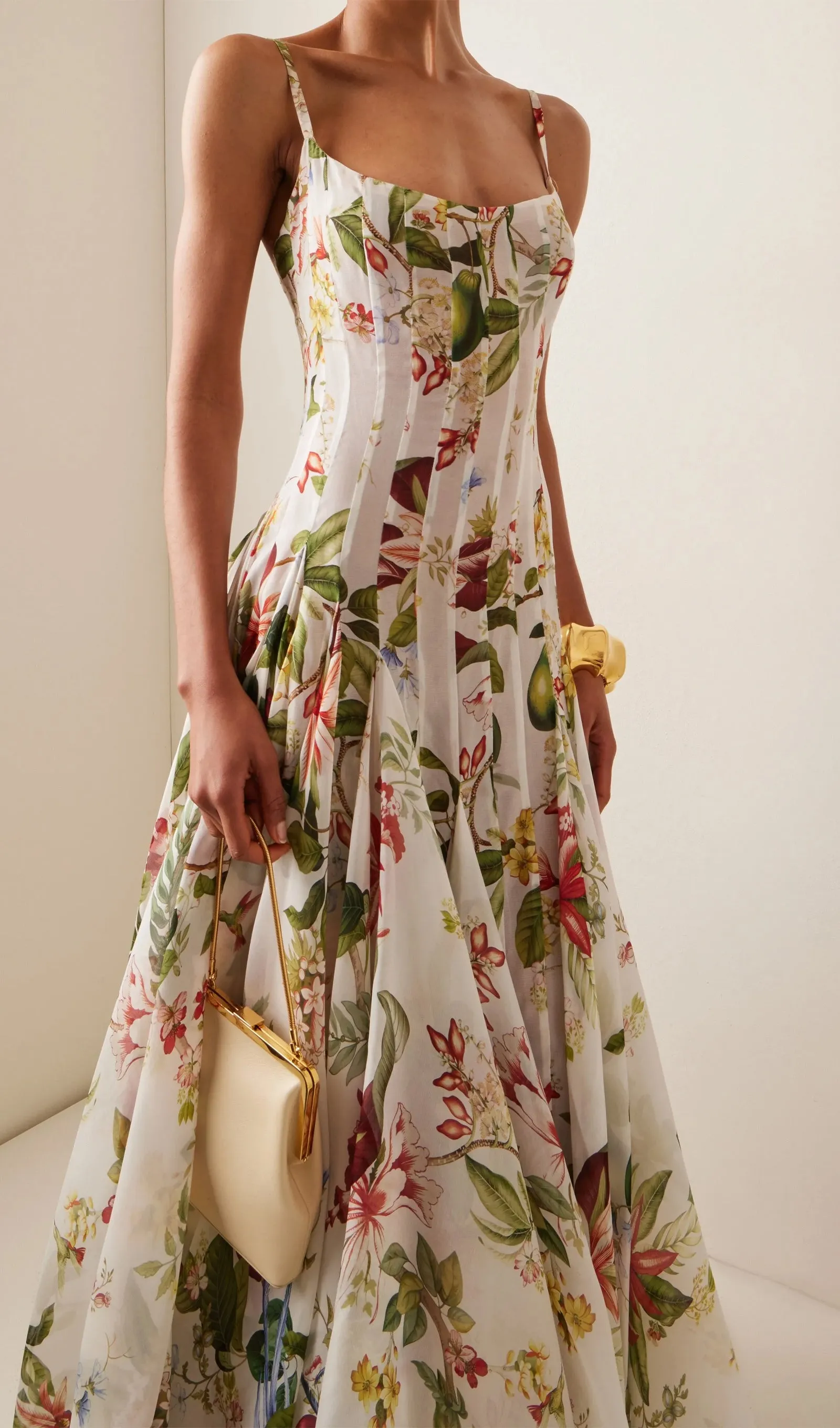 Floral Ruched Floral And Fauna Maxi Dress
